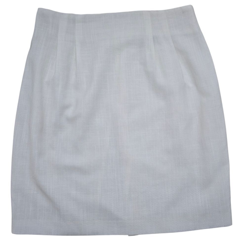 Ivory Twill Pleated Pencil Skirt Size 10 White Lined Career Wedding Graduation